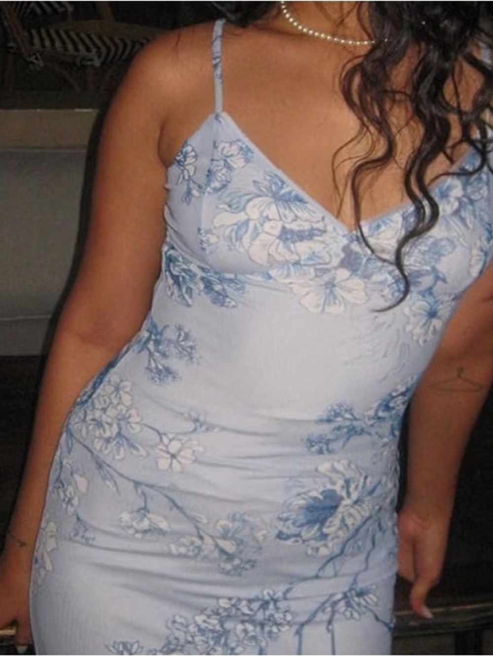 Light Blue Floral Slip Maxi Dress - Picture 4 of 4